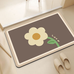 VIKAMA Cute Flower Printed Bath Mat Anti Slip Water Absorbing Quick Drying Carpet Bathroom Home Decoration