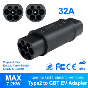 Kolanky 32A 7.2KW EV Charger Adapter Type 2 To Gbt Conventer For China GBT Electric Vehicle Cars Adaptor