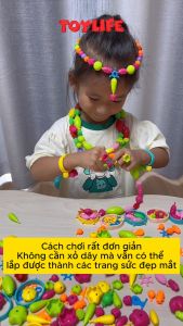 Bộ xâu hạt lắp ghép trang sức vòng cổ vòng tay dây chuyền bờm nhẫn 620 chi tiết cho bé gái đồ chơi tự làm handmade