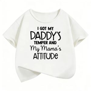 Bandai | Love with Daddy and Mama Letter Printed T Shirts Kids Childrens T-shirt Boys Girls Summer Spring Casual Top Tee