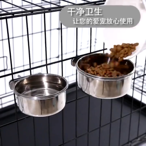 【COD】Pet hanging bowl - Stainless steel - Adjustable - For food and water - Easy to clean - Wall-mounted
