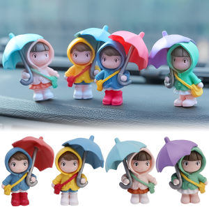 4PCS Cute Umbrella Couple Car Interior Decoration Action Figures Auto Rearview Mirror Dashboard Ornaments For Car Accessories
