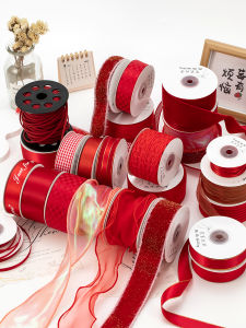 Red New Year Themed Silk Ribbon for DIY Handmade Wedding Decoration Packaging And Apparel Accessories from Zhejiang China