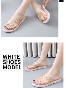 New Arrival Crystal Slippers Womens Sandals Non-Slip Deodorant Flats Soft Bottom Comfortable Home Indoor and Outdoor Flip-Flops Beach