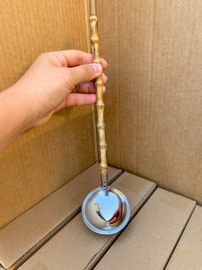 Long Handle Bamboo Node Stainless Steel 304 Soup Spoon Anti-Scalding Commercial Hot Pot Restaurant Kitchen Cooking Utensils