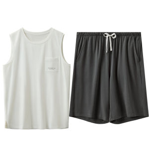 HODO | Mens Sleeveless Cotton Vest Shorts Summer Cooling Thin Set