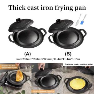 11 Inch Cast Iron Skillet with Dual Assist Handles Fry Pan with Lid for Frying Baking Grilling Indoor Outdoor Cooking