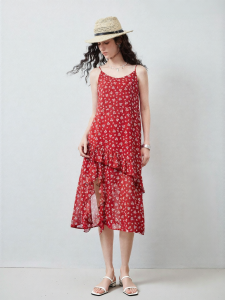 Toyouth | Floral Print Chiffon Spaghetti Strap Retro Summer Dress