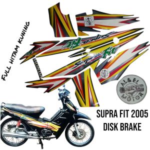 STIKER STRIPING LIS LES POLET PLAT BODY MOTOR HONDA SUPRA FIT DISK BRAKE 2005 FULL HITAM KUNING
