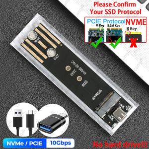 Congdi | M.2 NVME PCIe Case NGFF SATA Protocol SSD Case Clear USB Type C 10Gbps PCI-E M2 SSD Transparent External Enclosure Hard Disk Box