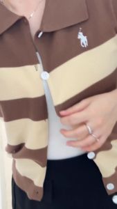 6092 Syrenka Stripes Two Tones Long Sleeves Knit Atasan Wanita Rajut