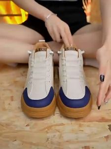 Breathable Rubber Sneakers For Men Non-slip Leather Board Shoes Thick Soled Casual Shoes Size 39-44