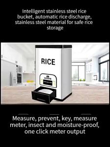 【Mideca】Kitchen Rice Bucket 25 Kilos Stainless Rice Storage Steel Rice Bucket Household Automatic Rice Cylinder Insect-proof Moisture-proof Smart Sealed Rice Bucket