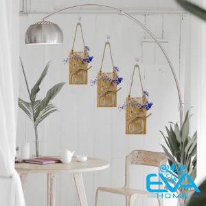 Combo 3 Bảng Gỗ Kèm Lọ Thuỷ Tinh Mini Treo Tường / Bình Thuỷ Tinh Treo Tường Decor Phòng Lọ Thuỷ Sinh Treo Ban Công