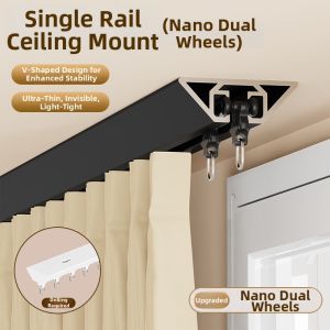 SHELIANKE | Ultra-thin Invisible Narrow Drill-free V-shaped Mount Hook-style Curtain Track