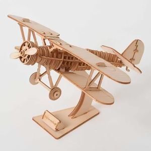 3D Toy Parent-Child Building Blocks 3D Puzzle Handmade DIY Wooden Assembly Model Biplane