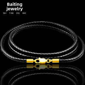 High Quality Wax Rope Necklace Cord for Men And Women with Crystal Jade Pendant Hanging Cord Titanium Steel  out