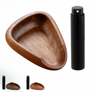 Wooden Coffee Bean Tray with Sleek Black Sprayer Wood Dish for Coffee Beans Perfect for Coffee Enthusiasts and Baristas