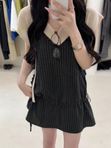 LIRUSHAN | Wear in Early Summer Short Sleeve Dress with Strap Mini Skirt