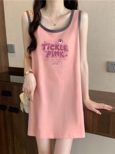 Vest Pure Cotton Dress Womens Summer Thin Sweet Cartoon Spaghetti Straps Sleeveless Summer Outerwear Sports Coat Skirt