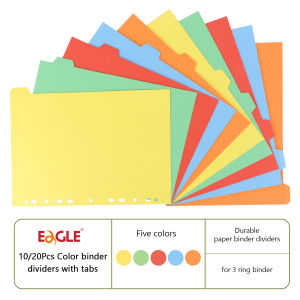 EAGLE 3 Ring Binder Dividers with Tabs A4 Sizes Paper Index Divider for 2/3/4/11 Ring Binders School Office Organization Supplie
