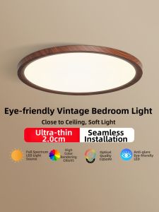 DGY | Ultra-thin Minimalist Retro Style Walnut-color Ceiling Light