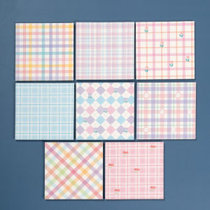 8cm Square Kids Gingham Single-Sided Print Handmade Colorful Paper Folding DIY Paper Crane Note Hand Tear Colored Paper