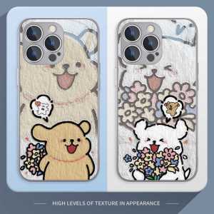 เคสโทรศัพท์มือถือกระจก Huawei P40 pro Mate60 Nova13 P30 คู่รักสุนัขการ์ตูน 7 ชุด คุณภาพสูง เปลือกป้องกันแบบนิ่ม