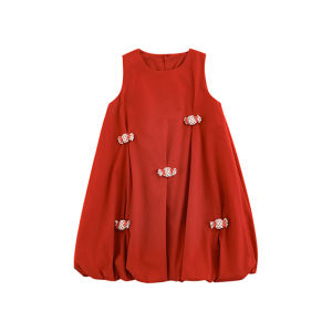 Sweet Cute Breathable Candy Vest Skirt Dress for Girls Summer Season Casual Style Floral Print Midi Dress No Sleeve Floral Print