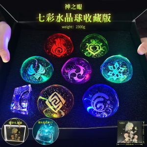 Genshin Impact 3D Stereo Crystal Ball Night Light Figurine Element Vision Gift Box Graduation Birthday Childrens Present