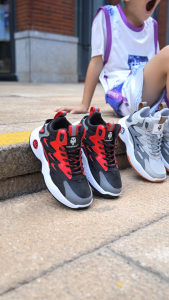 (New Arrival)Korean Fashion Kids Basketball Shoes for boy PU leather cartoon non-slip sports shoes