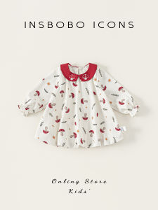 Adorable Cotton Dress for Girls Birthday Party Dress Spring Autumn Wear A-Line Skirt Long Sleeve Embroidered Doll Collar