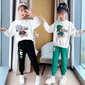 Quần Áo Bé Gái Bộ Đồ Bé Gái Thu Đông Họa Tiết Chữ MOSCHI Cá Tính Dễ Thương Cho Bé 3-10 Tuổi