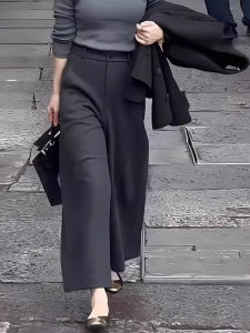 High Waist Straight Leg Pants Womens Suit Wide Leg Pants Spring Autumn Commute Iron Free Casual Pants Draping Loose Fit