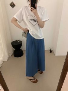 High Waist Wide Leg Pants Loose Casual Solid Color Nine Point Straight Leg Pants Dongda Gate New Summer Collection