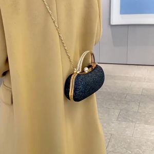 TOP WOMEN PH Solid Elegant Clutch – Bridal Prom & Formal Event with Sparkling Golden Chain Shoulder & Hand BAG