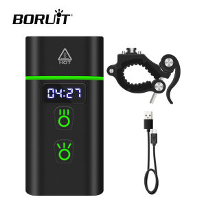 BORUiT LED Bicycle Light with Digital Power Display Rechargeable Waterproof Bike Headlamp Power Bank Function for Outdoor