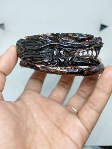 gelang akar Bahar merah ukir kepala naga tembus cahaya/gelang akar Bahar merah asli/gelang akar Bahar merah original