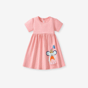 Adorable Princess Dress Little Maven New Arrival Pure Cotton Childrens Skirt Summer Short Sleeve Cartoon Print Girls Dress