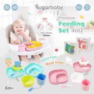 SGR22 SUGAR BABY PERLENGKAPAN MAKAN PREMIUM FEEDING SET 4 IN 1 / ALAT MAKAN BAYI