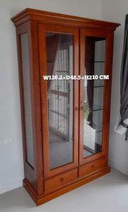 ตู้โชว์ไม้จริงยางพารา 126 CM ชั้นกระจก ไม่มีไฟ