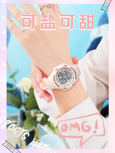 Girls Electronic Wristwatch Simple Time Only round Face Rubber Band Night Light Domestic Brand Student Exam Birthday Gift