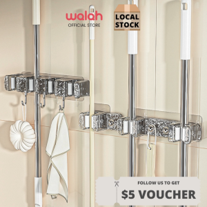 Bathroom Mop Hook Hanging Rack Non Perforated Wall Mounted Bathroom Mop Storage Rack Buckle Mop Clip