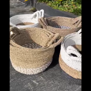 Cover Pot Keranjang Serbaguna Seagrass Basket Diameter 25cm 28cm Dan 32cm Kerajinan Anyaman Jogja