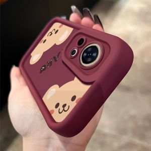 เคสโทรศัพท์ซิลิโคนป้องกันการตกหล่นแบบครอบคลุมเต็มจอ Huawei Nova13Pro Nova12Ultra Nova14Pro ลายหมีน่ารัก ดีไซน์โค้ง ดีไซน์เกาหลี