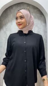 Shirt Basic Kemeja Atasan Blouse Polos / Kemeja Katun Halus Polos Belah Samping Viral