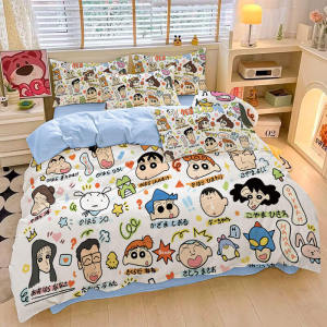 Fried Chicken Cute Crayon Small New Bedding Four-Piece Set Japanese Style Printing Quilt Cover Fitted Sheet Student Single 3 PCs Set