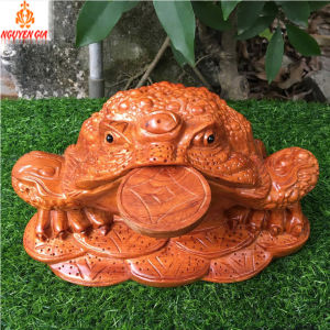 [CHIÊU TÀI TỤ LỘC] Cóc thiềm thừ ngậm tiền vàng bằng gỗ hương liền khối kích thước 29x20 cm trạm khắc tinh xảo sắc nét giúp chiêu tài chiêu lộc mang lại tài khí cho gia chủ