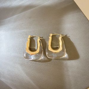 Personality Multi-colored U-shaped Earrings Women Vintage Resin Geometric Ear Buckles Earrings Party Daily Ear Jewelry Gifts N