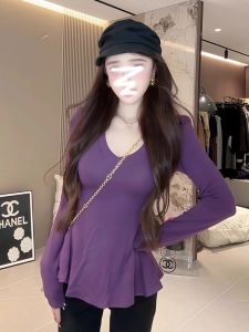 LUOFEN | Slim Elegant V-Neck Long Sleeve T-Shirt Underwear